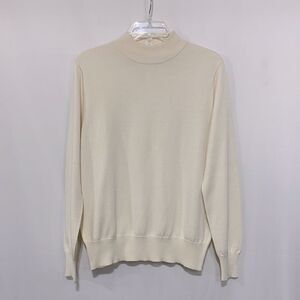 BLEYLE silk mockneck long sleeve sweater top zip back  ribbed cuff and hemline